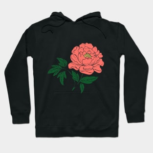 Living Coral Peony Flower Hoodie